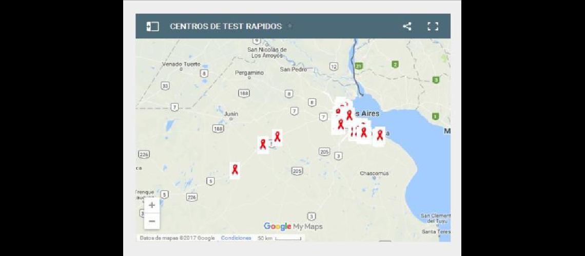 Un mapa virtual con los centros de testeo raacutepido para detectar el VIH