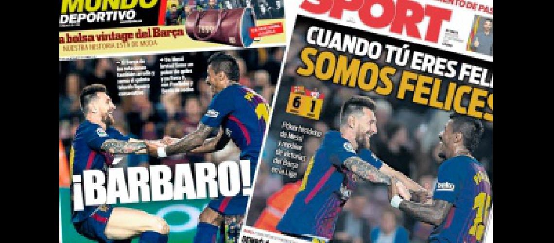 Elogios a Messi en la prensa espantildeola por los cuatro goles que le sentildealoacute al Eibar en la Liga