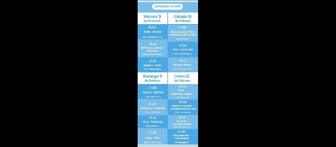La 15deg fecha de la Superliga