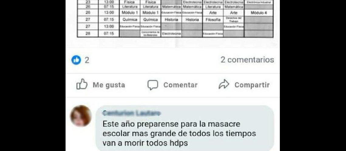 Un alumno amenazoacute con provocar una masacre en un colegio de Varela
