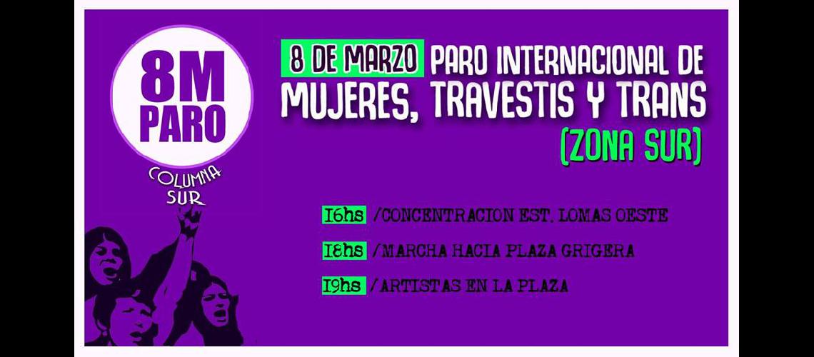 El Paro de Mujeres tambieacuten tendraacute su movilizacioacuten en Lomas