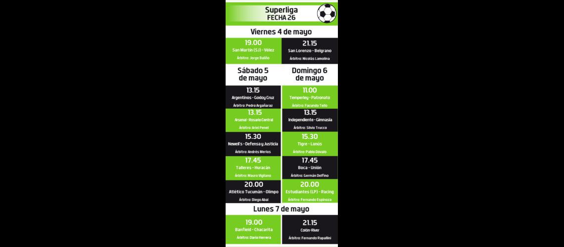 Superliga- Aacuterbitros de la fecha 26