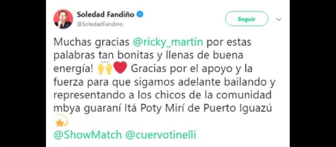 Ricky Martin le envioacute un mensaje a una participante del Bailando
