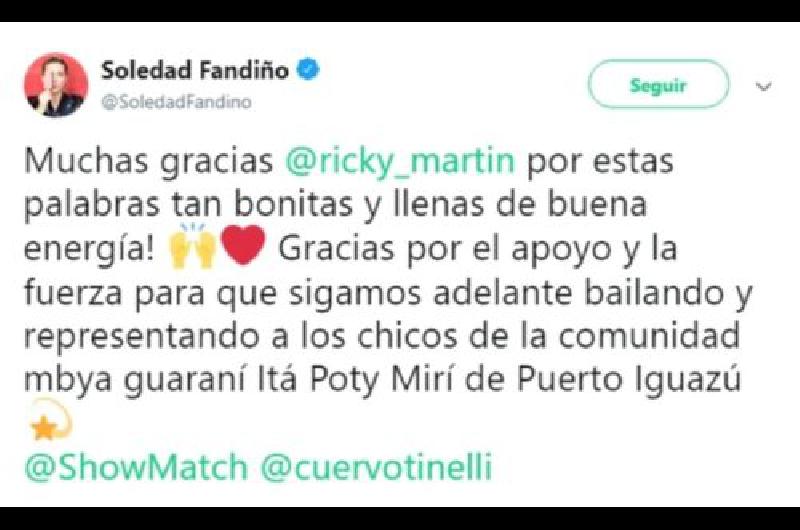 Ricky Martin le envioacute un mensaje a una participante del Bailando