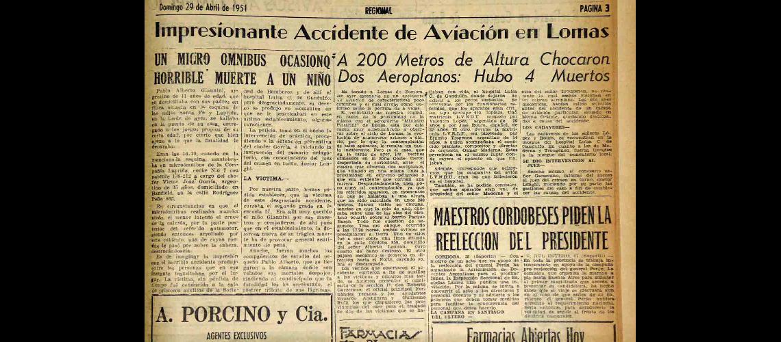 El Diario La Unioacuten comunicoacute la noticia el 29 de abril de 1951