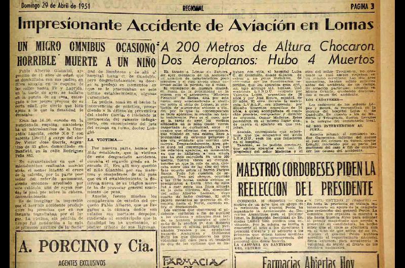 El Diario La Unioacuten comunicoacute la noticia el 29 de abril de 1951