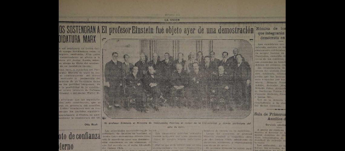 La visita de Einstein a Argentina fue noticia en La Unioacuten