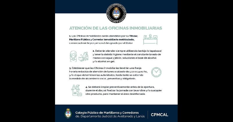 El Colegio de Martilleros de Avellaneda-Lanuacutes presentoacute un protocolo sanitario
