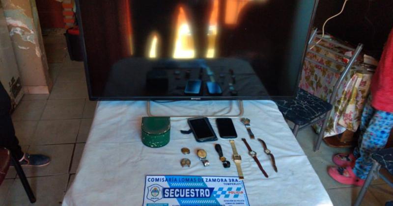 Encontraron una TV  celulares y relojes de la víctima