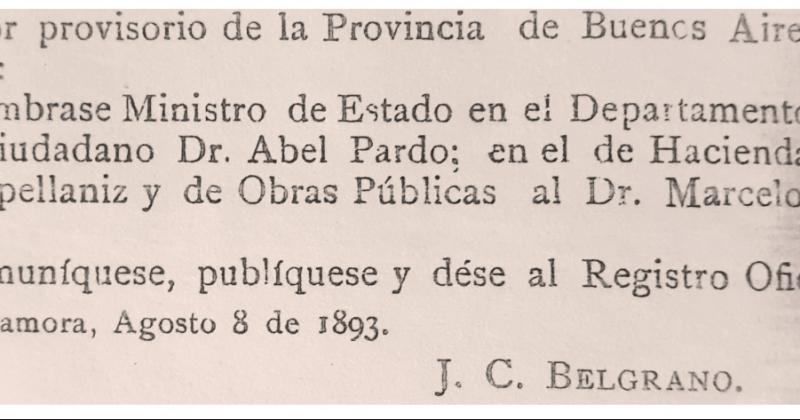 Decreto N° 1 dictado por el Gobernador Belgrano