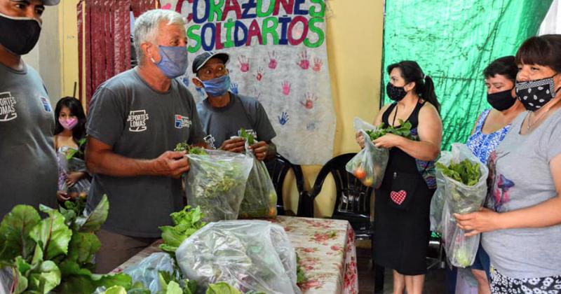 La verdura se entregó en bolsas a las familias de la zona 