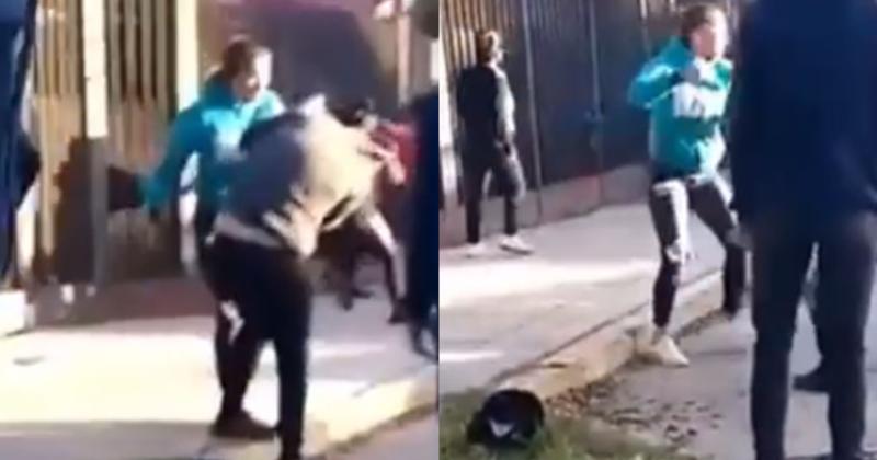 Video- escandalosa pelea entre alumnos y padres de una escuela de Centenario