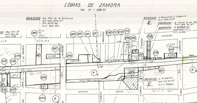 Un mapa de la estación de Lomas con los diferentes sectores vendidos