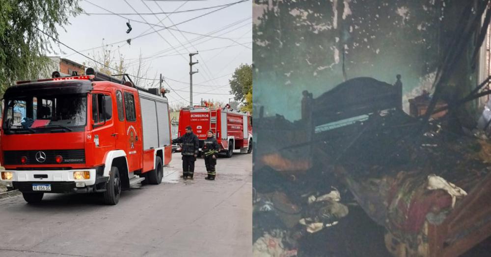 Dos dotaciones de los Bomberos de Lomas trabajaron en el lugar