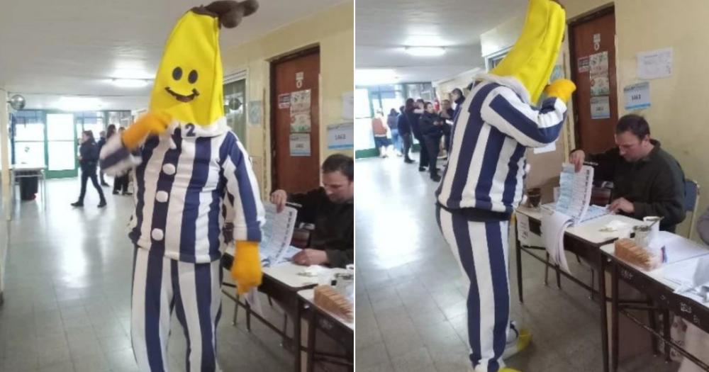 Bananón votó en Llavallol y se mostró de muy buen humor