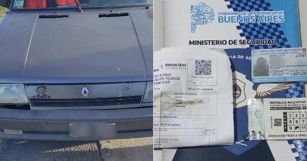 El auto y la documentación incautada