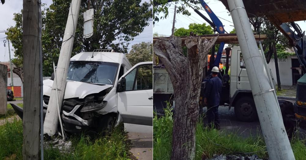 El poste de luz se quebró por el impacto