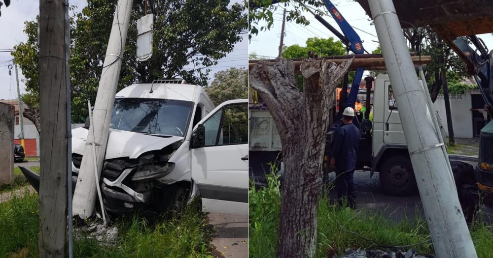 El poste de luz se quebró por el impacto