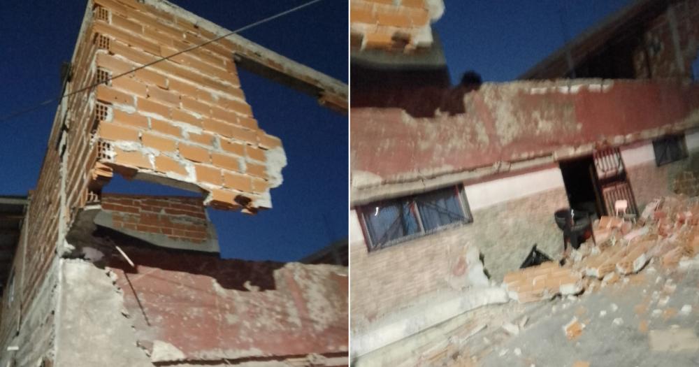 Una parte del primer piso del edificio se desplomó