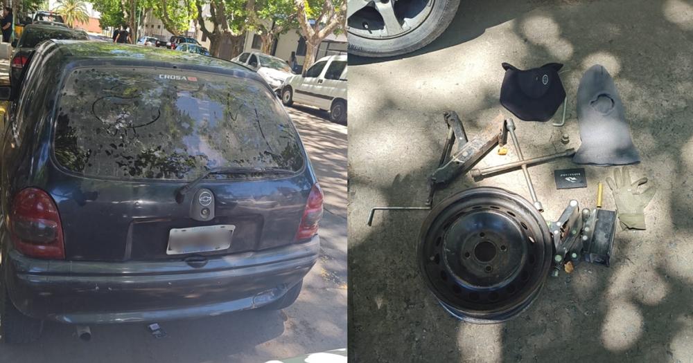 El auto y las herramientas incautadas a los ladrones