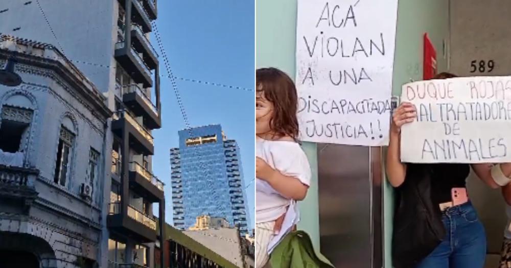 La concentración fue en frente del edificio donde ahora viven los acusados