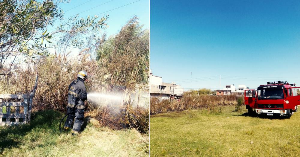 El fuego fue reportado este jueves en el predio ubicado sobre Quiroga y Giachino