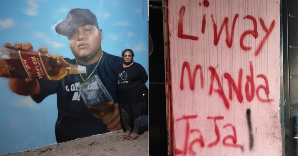 El homenaje y el mensaje escrito en la pared de la casa de la familia Capis