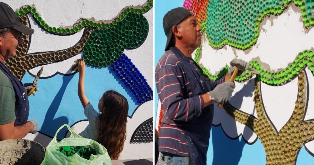 Marcial usó 12 mil tapitas para concluir la obra