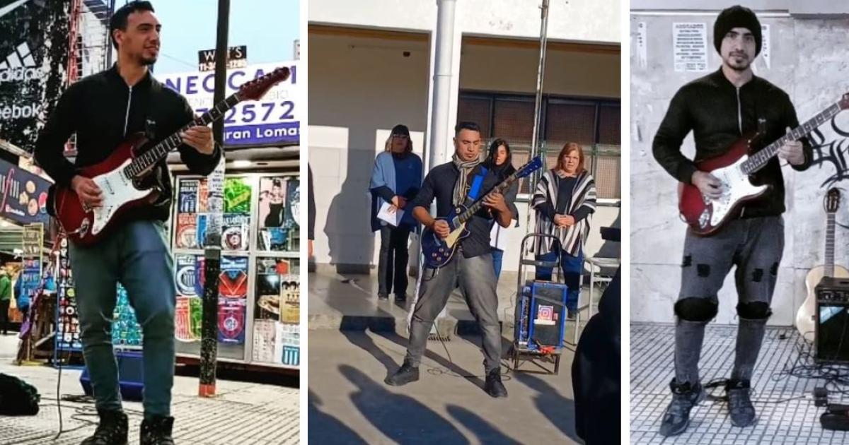 Se viralizó una versión bien metalera del docente que toca en la peatonal Laprida