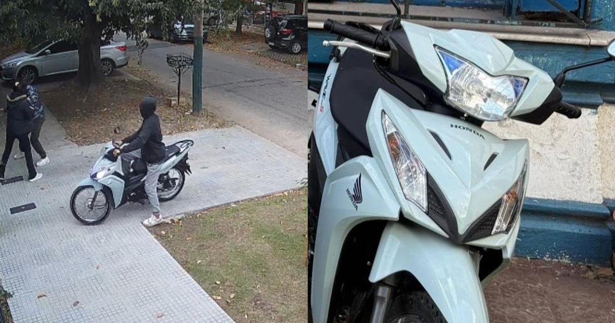 La grabación de uno de los robos y la moto incautada al delincuente