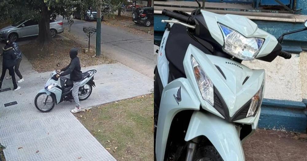 La grabación de uno de los robos y la moto incautada al delincuente