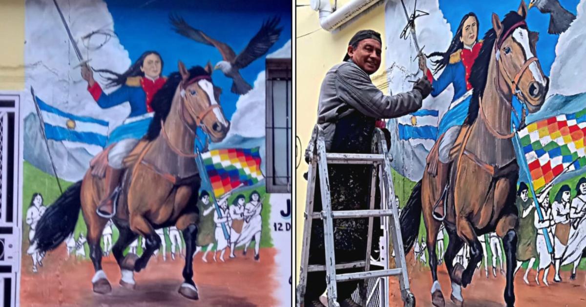 Marcial embelleció una de las paredes del Jardín Comunitario 30 de Agosto en Ingeniero Budge