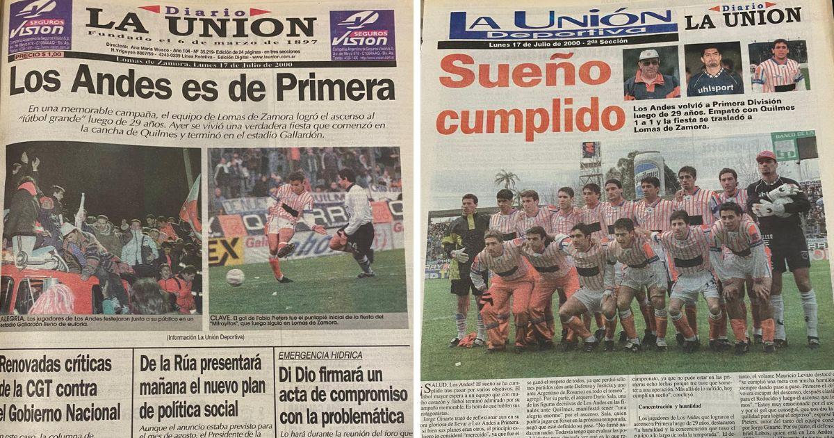 Hace 25 antildeos Los Andes subiacutea a Primera- asiacute lo contaba La Unioacuten
