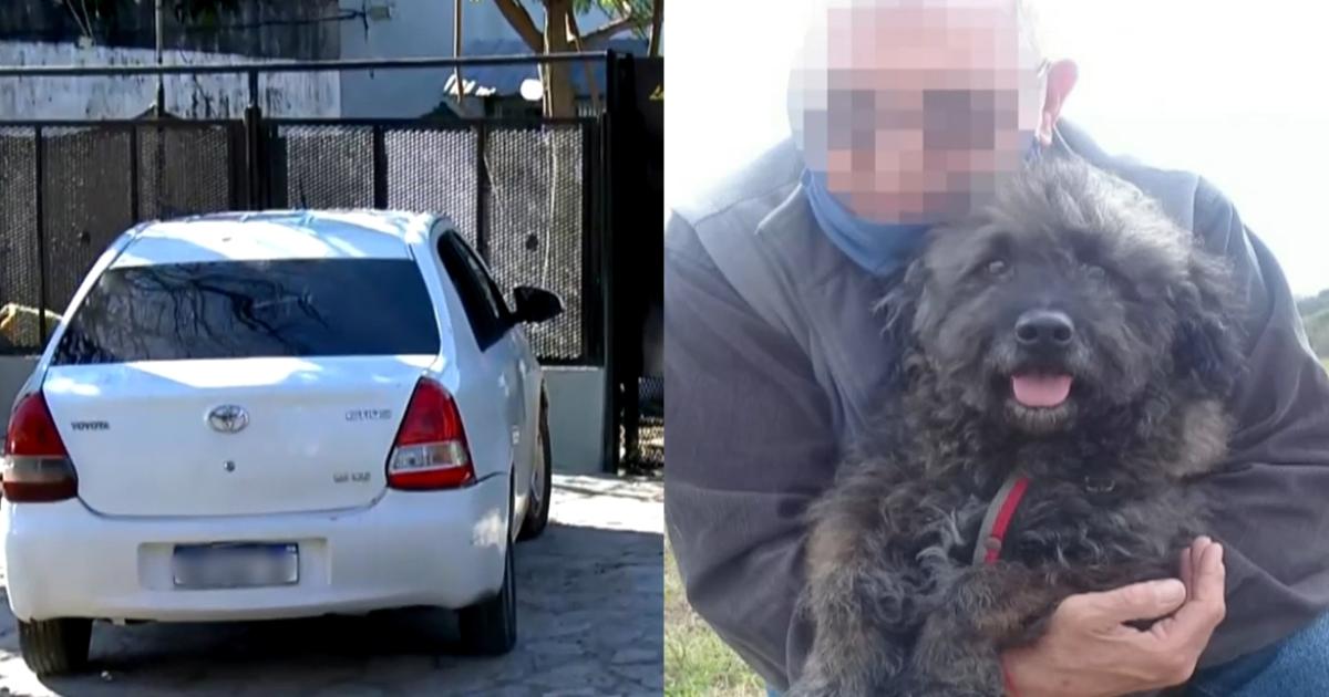 El auto de la víctima y su perro asesinado a puñaladas