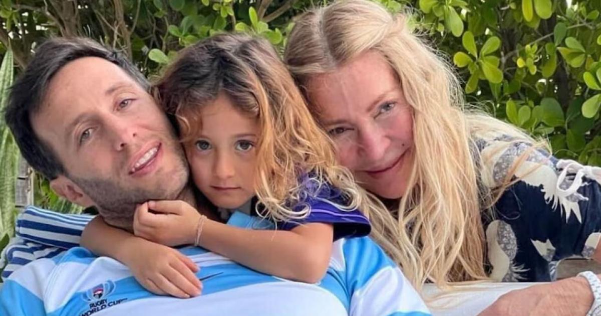 Mila con su pap y su abuela Cris Morena