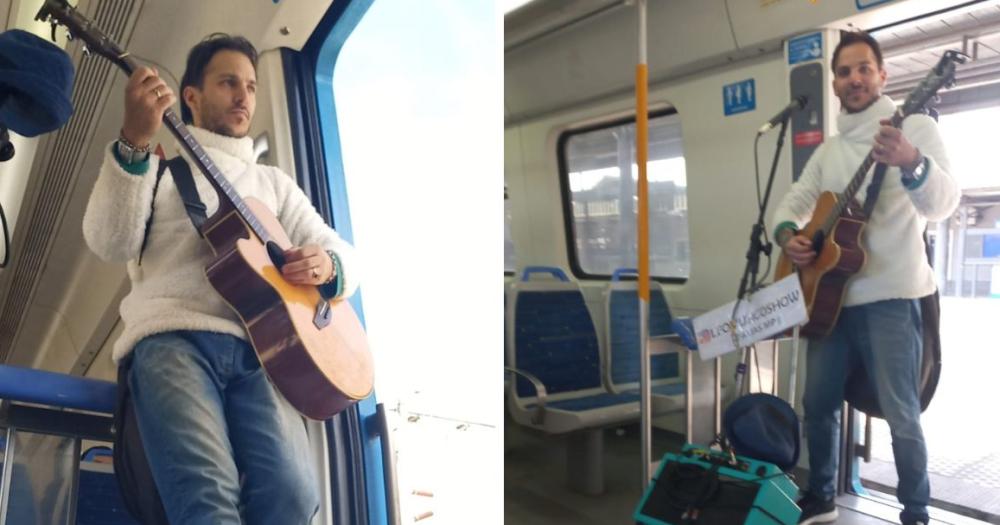 Entre empujones estaciones y auriculares su voz se impone en cada recorrido