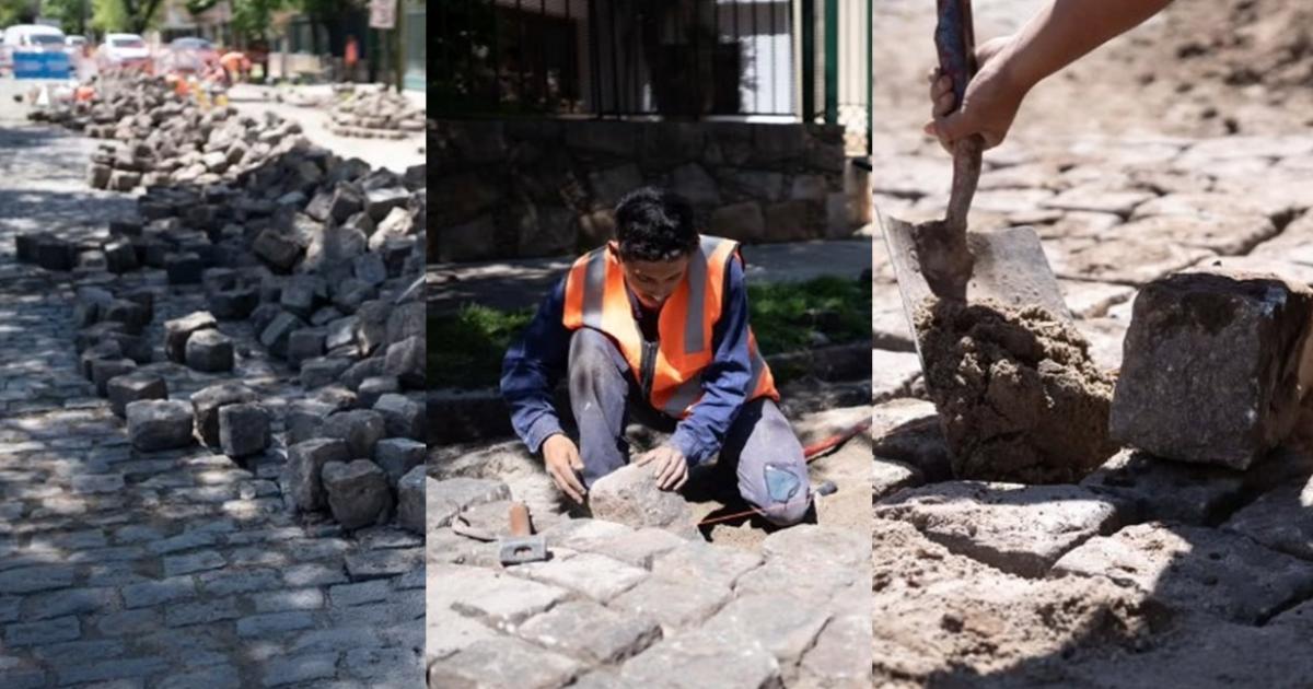 Paso a paso- asiacute restauran las calles adoquinadas en Lomas de Zamora