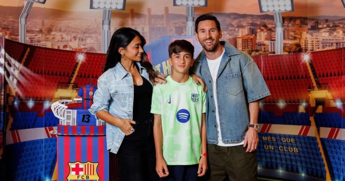 Antonela Roccuzzo y Lionel Messi con su hijo Thiago